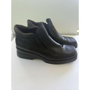 LL Bean Black Leather Ankle Boots Vintage Y2K Sz 11 Slip On Made In Canada